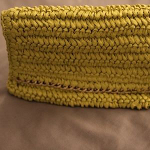 H&M yellow and gol clutch